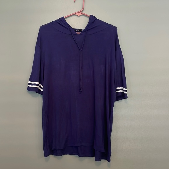Navy Short Sleeve Hoodie - Size 2X - Picture 1 of 6